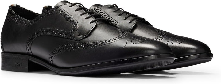 BOSS Herren Colby Derb Leder-Derbys mit Budapester-Details Grösse 42 EU Schwarz, 42 EU Schwarz