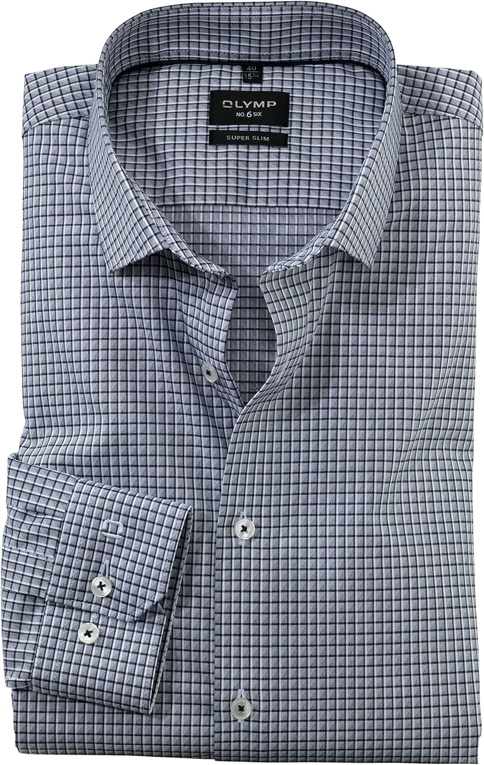 OLYMP Herren Businesshemd Langarm No. Six,Kariert,super Slim,Modern Kent 36 Marine 18, 36 Marine 18