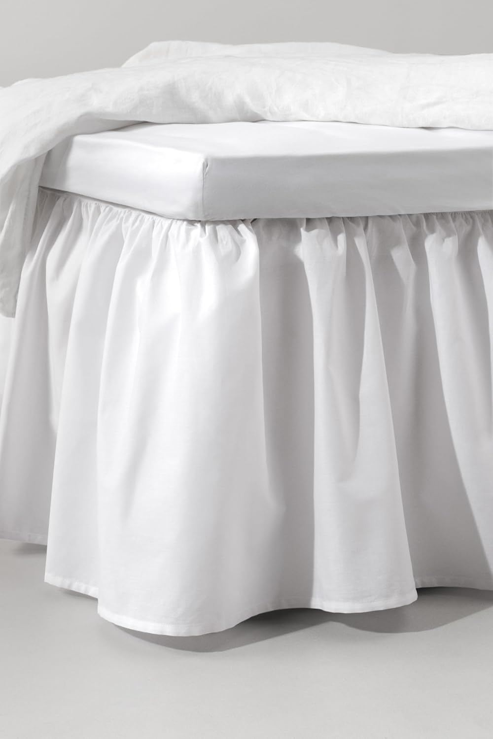 Jotex Zack Volant Betthusse - 100% hochwertige Bio-Baumwolle Bettrock, Höhe 45 cm - Weiss, 90 x 200