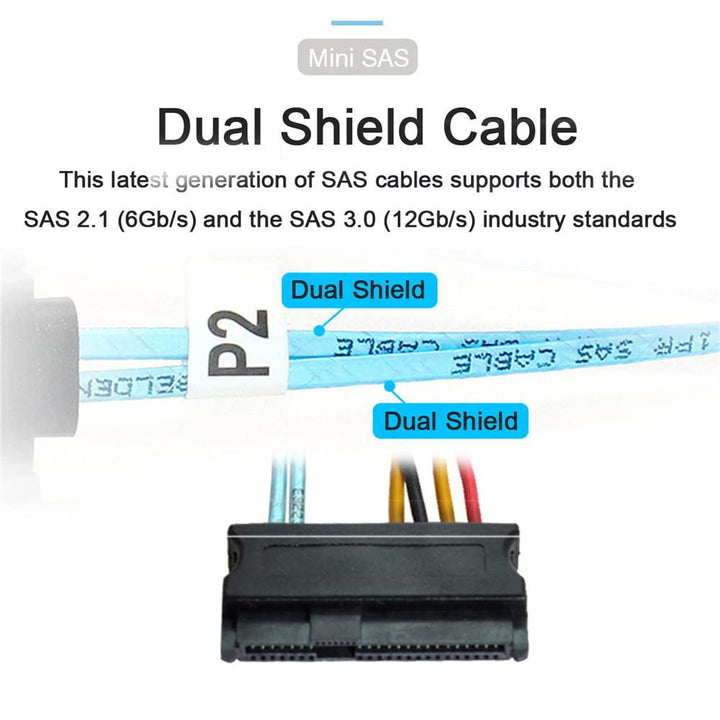 Xiwai Slimline SAS 4.0 SFF-8654 4i 38-Pin Host zu 4 SAS 29-Pin SFF-8654 Zielfestplatten-Fanout-RAID-