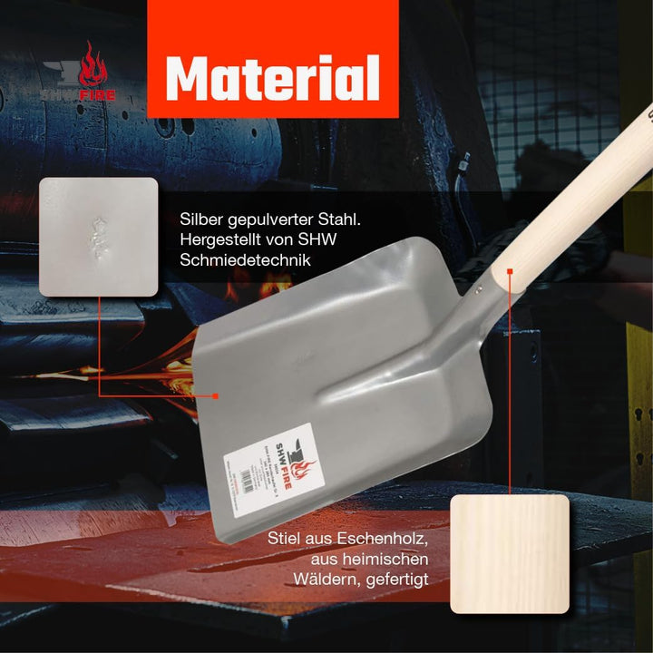 SHW-FIRE Gartenschaufel eckig - hochwertiges Stahlblech, 130cm Holzstiel - Robust und Praktisch