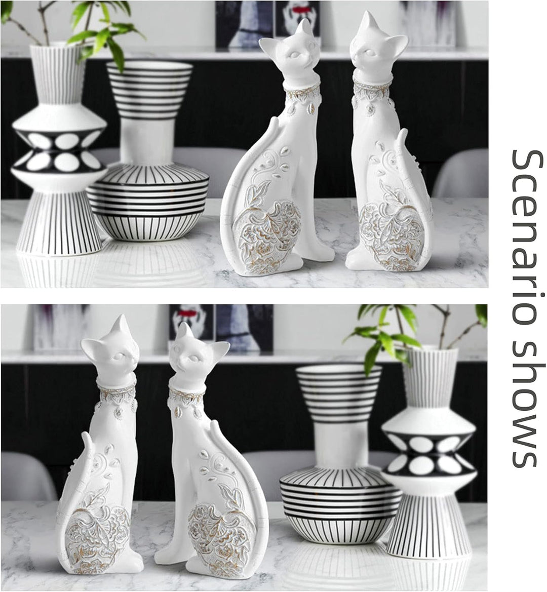 2 Stück/Set Katzenstatuen Heimdekoration Katzenfiguren Paar-Katzenstatuen für Heimdekoration, geeign
