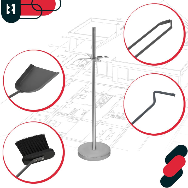 KOTARBAU® 5tlg. Edelstahl Kamingarnitur Kaminofen Besteck