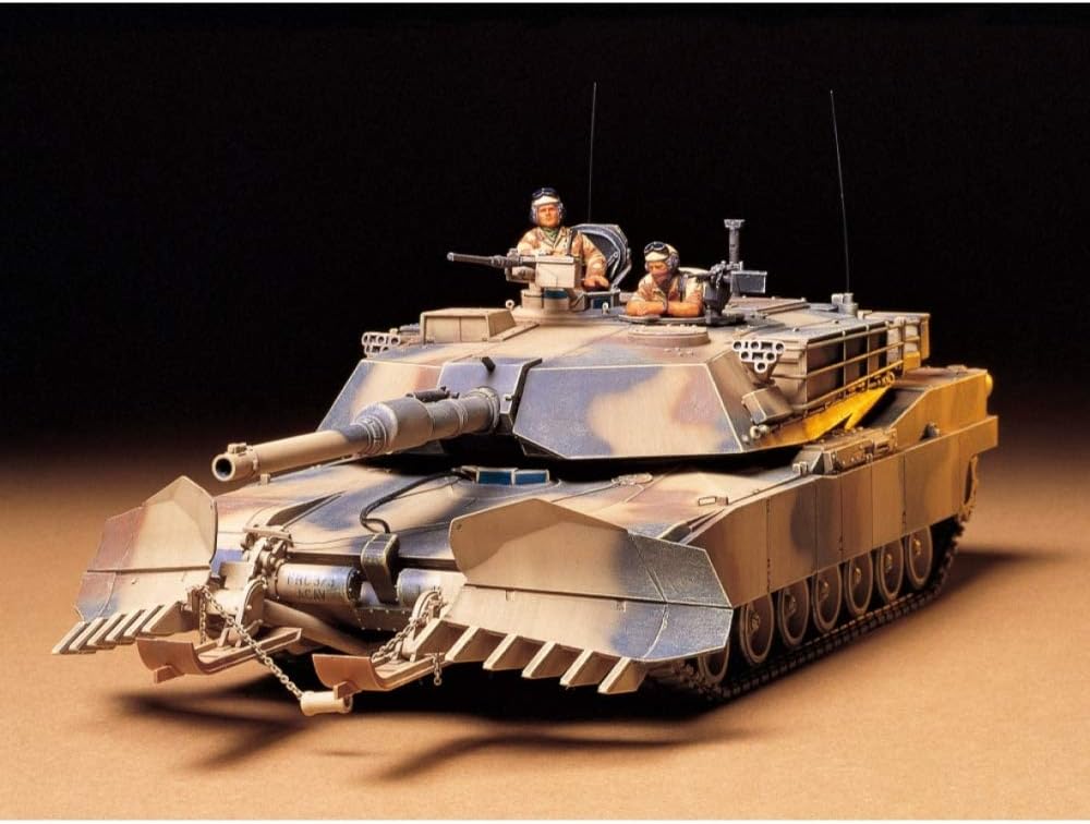 Tamiya 300035158 TAM35158 35158-1:35 US Kampfpanzer M1A1 Abrams mit Minenräum-Pflug (2), Modellbausa