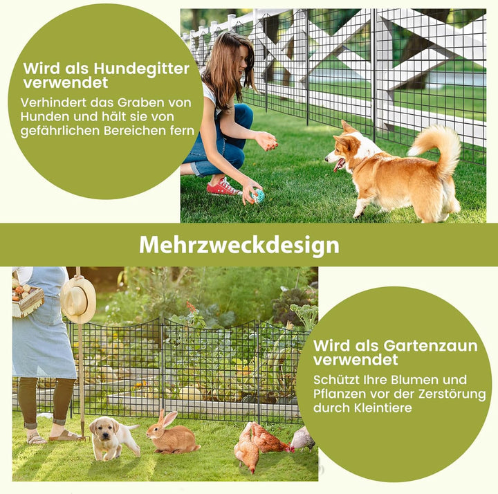 COSTWAY 5 Stück dekorativer Gartenzaun, 98 cm hoch, Steckzaun Metall, Landschaftszaun für Blumenbeet