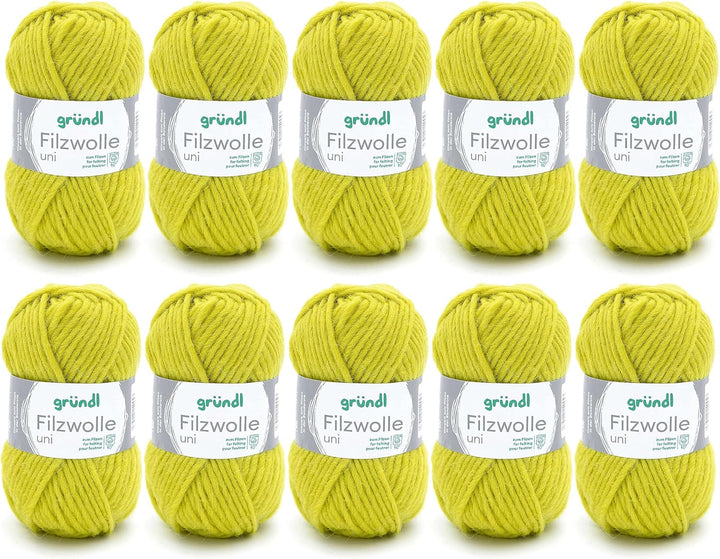 Gründl Filzwolle uni (Wolle zum Filzen, Stricken und Häkeln, Garn aus 100 % Schurwolle, 50 g / 50 m,