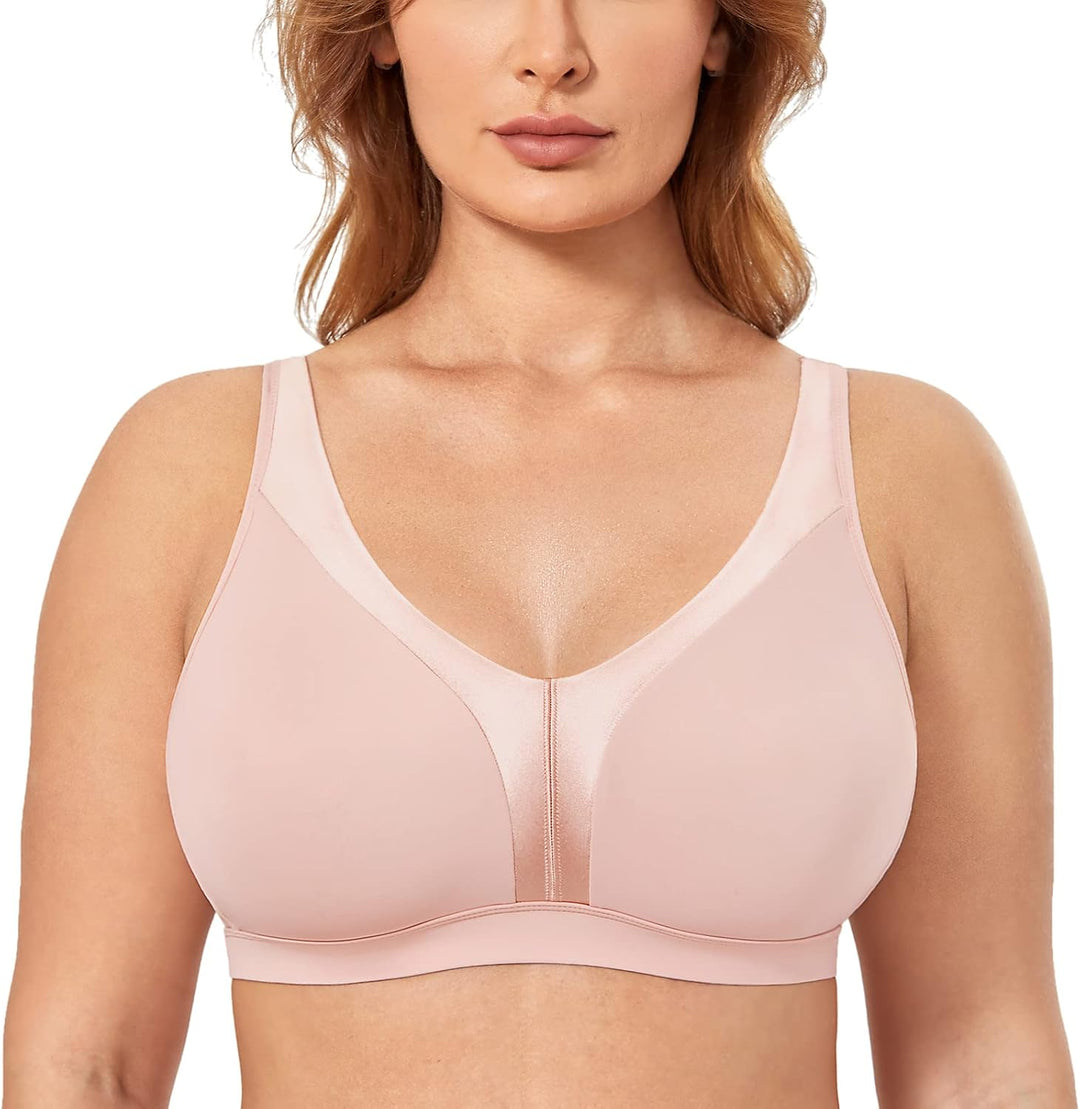 DELIMIRA Damen BH ohne Bügel Grosse Grössen Volle Abdeckung Glatter ohne Einlagen 95B Nacktes Rosa,