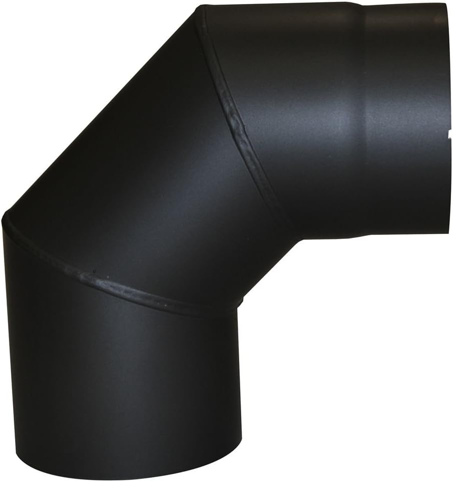 Kamino-Flam 331836 Bogen schwarz - Winkelrohr 150 mm - Rauchrohrbogen 90 ° - Uniknie Kaminrohr - Bog