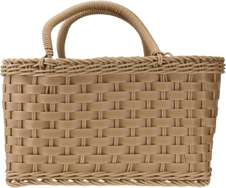 YARNOW Einkaufskorb Tragbar Kunststoff Gewebter Korb Geflochtene Damen Shopper Einkaufstasche Strand