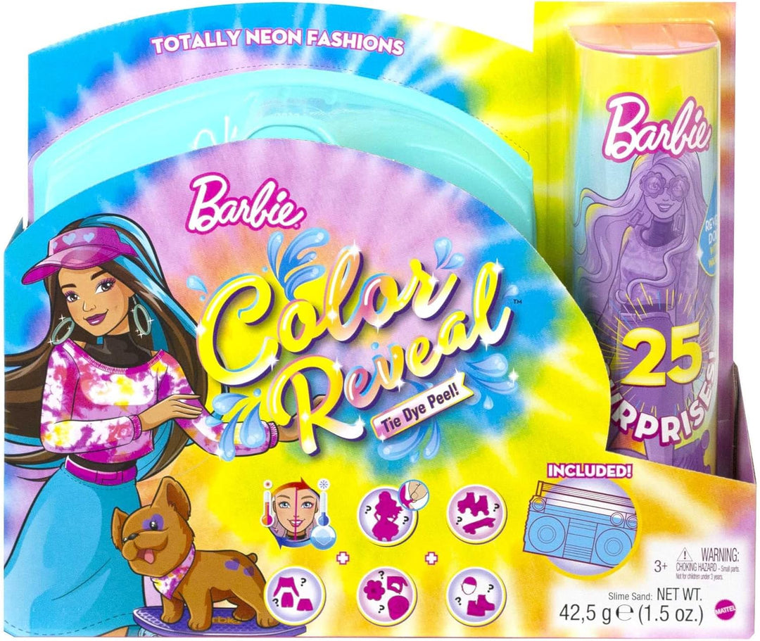 Barbie Color Reveal Totally Neon Fashions Puppe mit blau gesträhnten brünetten Haaren und 25 Überras
