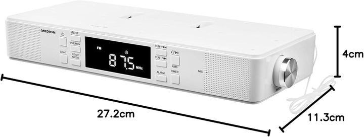 MEDION E66550 Küchen Unterbauradio mit Bluetooth-Funktion (PLL UKW Radio, Freisprechfunktion, 2 x 2,
