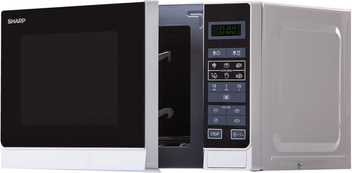 Sharp R242INW Solo-Mikrowelle / 20 L / 800 W / 5 Leistungsstufen / 8 Automatikprogramme / Gewicht- u