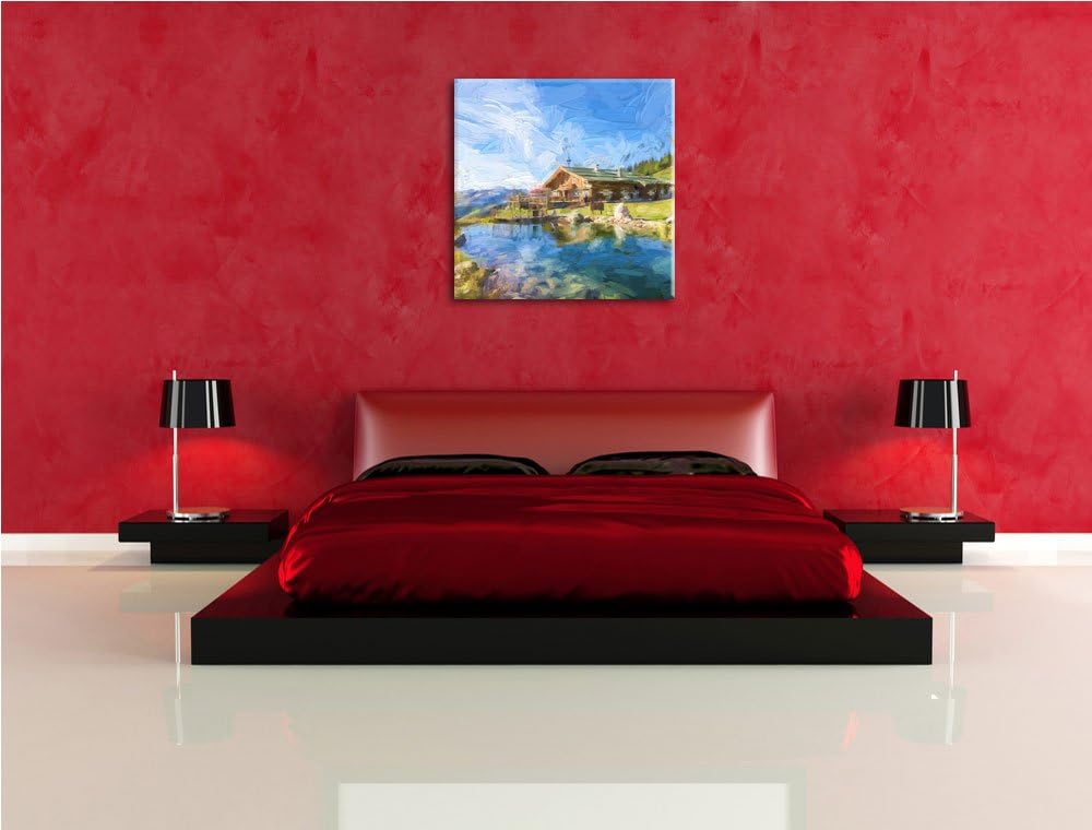 Pool Urlaubsoase, Format: 70x70 auf Leinwand, XXL riesige Bilder fertig gerahmt mit Keilrahmen, Kuns