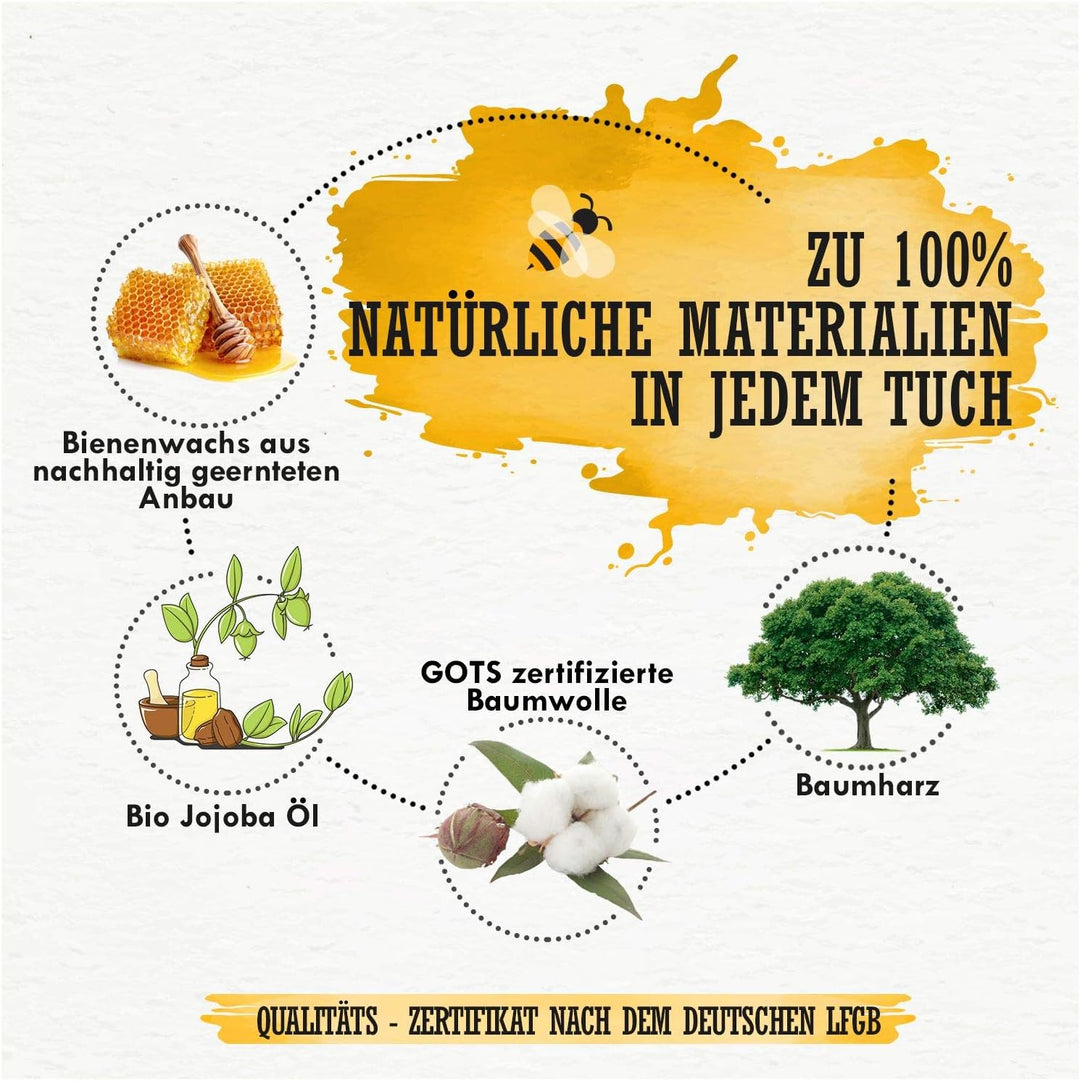 8er Set Bienenwachstücher für Lebensmittel I Beeswax Wrap I Bienenwachstuch I Wachstuch I Wiederverw