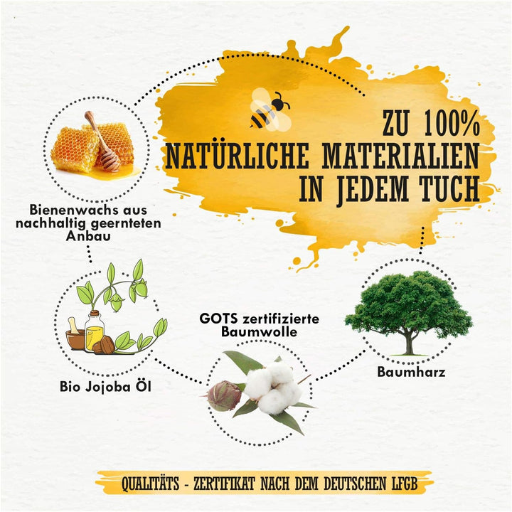 8er Set Bienenwachstücher für Lebensmittel I Beeswax Wrap I Bienenwachstuch I Wachstuch I Wiederverw