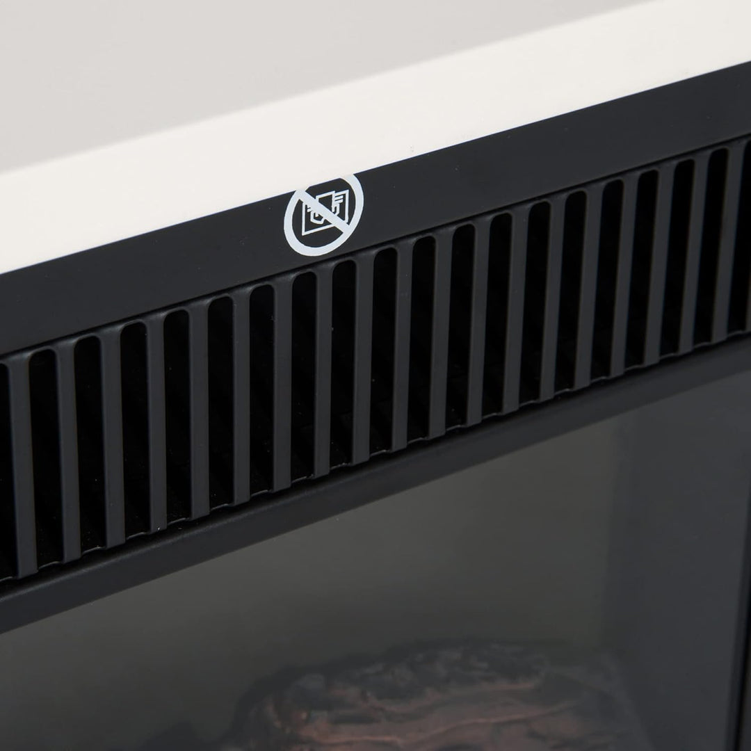 HOMCOM Elektrokamin Kaminofen 600/1200W Elektrischer Kamin Standkamin Flammeneffekt Weiss