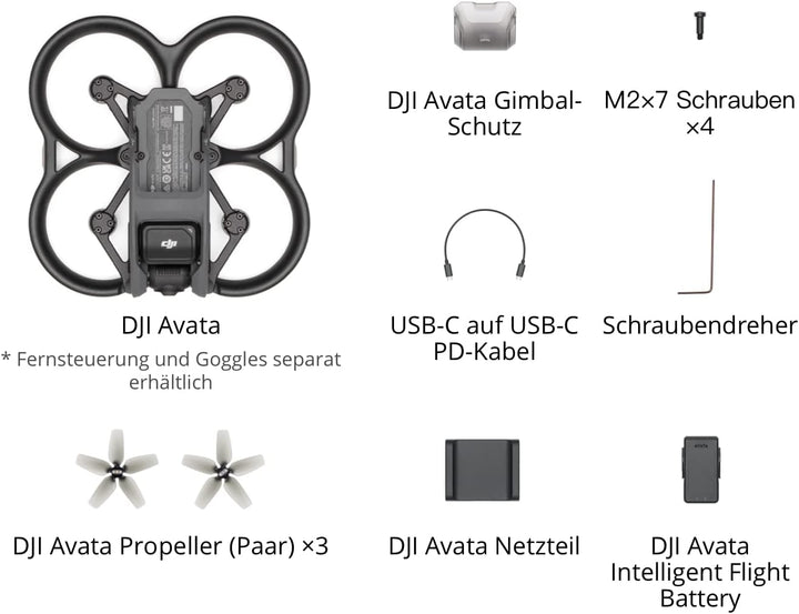 DJI Avata - FPV-Drohne Quadrokopter mit stabilisiertem 4K Video, superweitem 155° Sichtfeld, integri