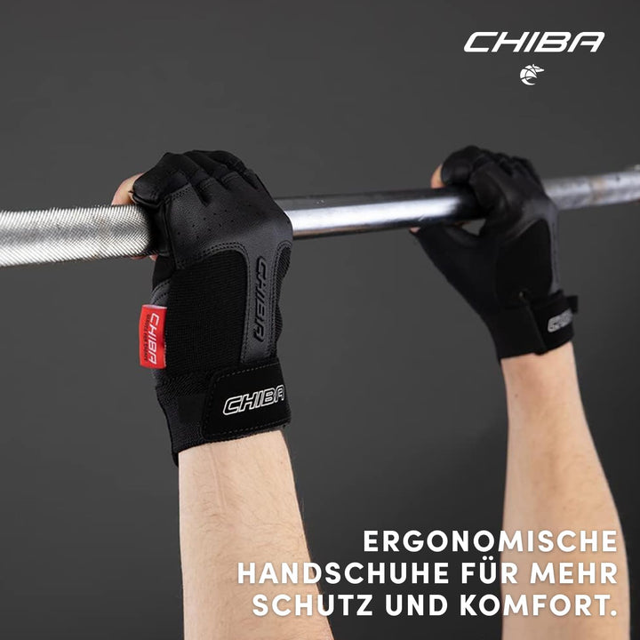 Chiba Classic Fitness Handschuhe | Elastische Passform & Robustes Clarinoleder | Anatomische Innenha