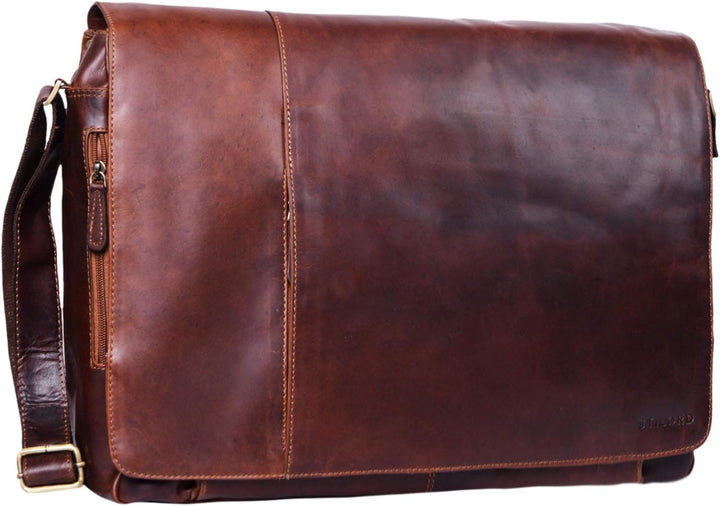 STILORD 'Maximus' XXL Ledertasche riesige Umhängetasche Unitasche 17 18 19 21 Zoll Laptop Aktentasch