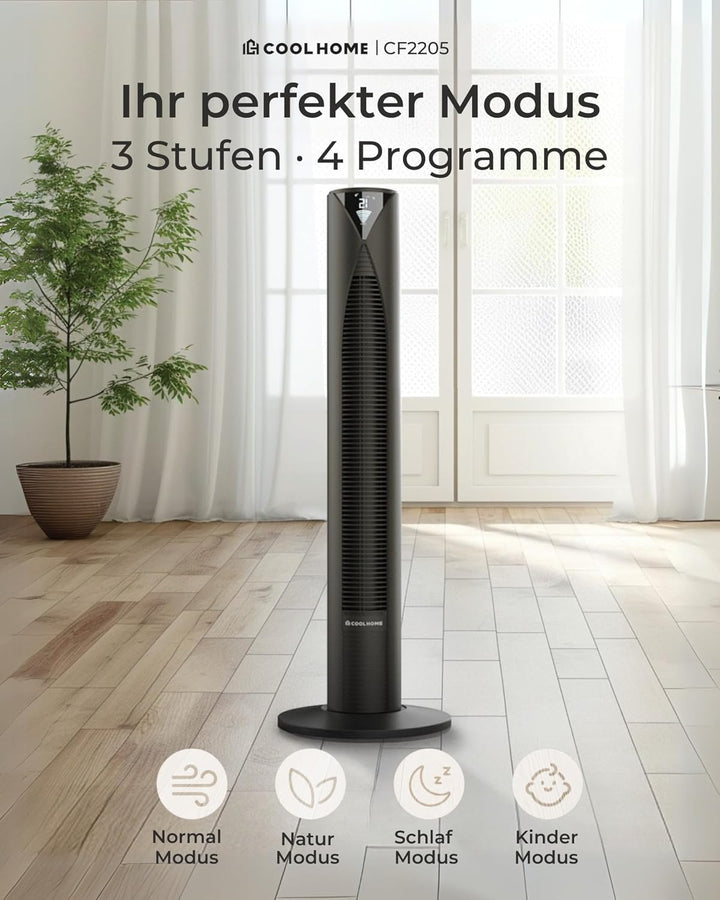CoolHome Ventilator & Luftreiniger - Turmventilator mit Fernbedienung & ionisatorfunktion - Dimmbare