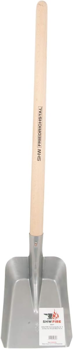 SHW-FIRE Schaufel für Keller und Randbereiche - aus robustem Stahlblech - Holzstiel 70cm - universel