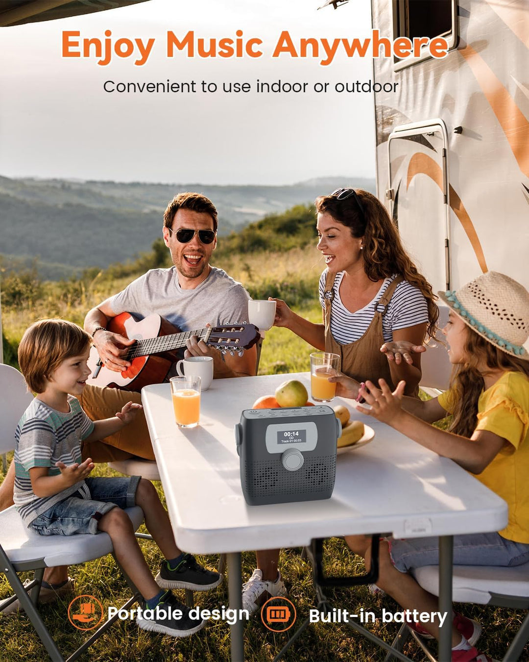 NEU 2024 Tragbarer CD Player mit Radio FM, MONODEAL Bluetooth Boombox CD Player mit Lautsprecher, Wi