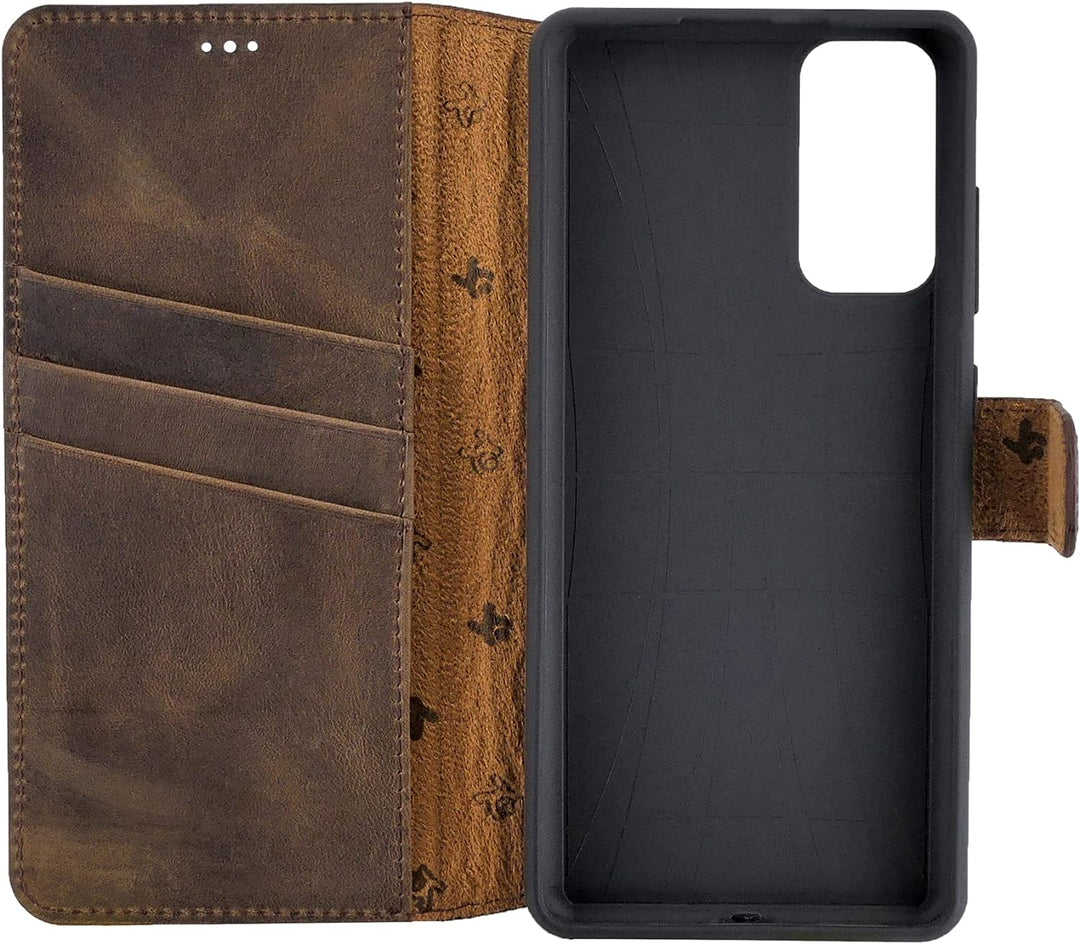 Suncase Book-Style Hülle kompatibel mit Xiaomi Redmi Note 10 Leder Tasche (Slim-Fit) Lederhülle Hand