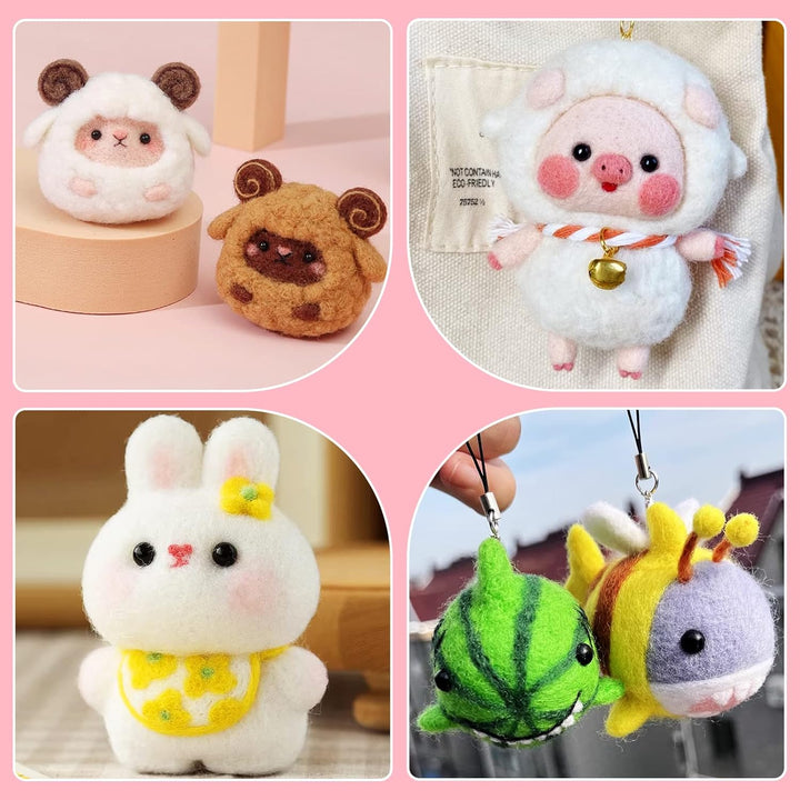 KAMAIKA Nadelfilz-Set, 20 Farben Filzwolle Set mit Filzwolle Werkzeug, Nadelfilz Starter Kit mit Fil