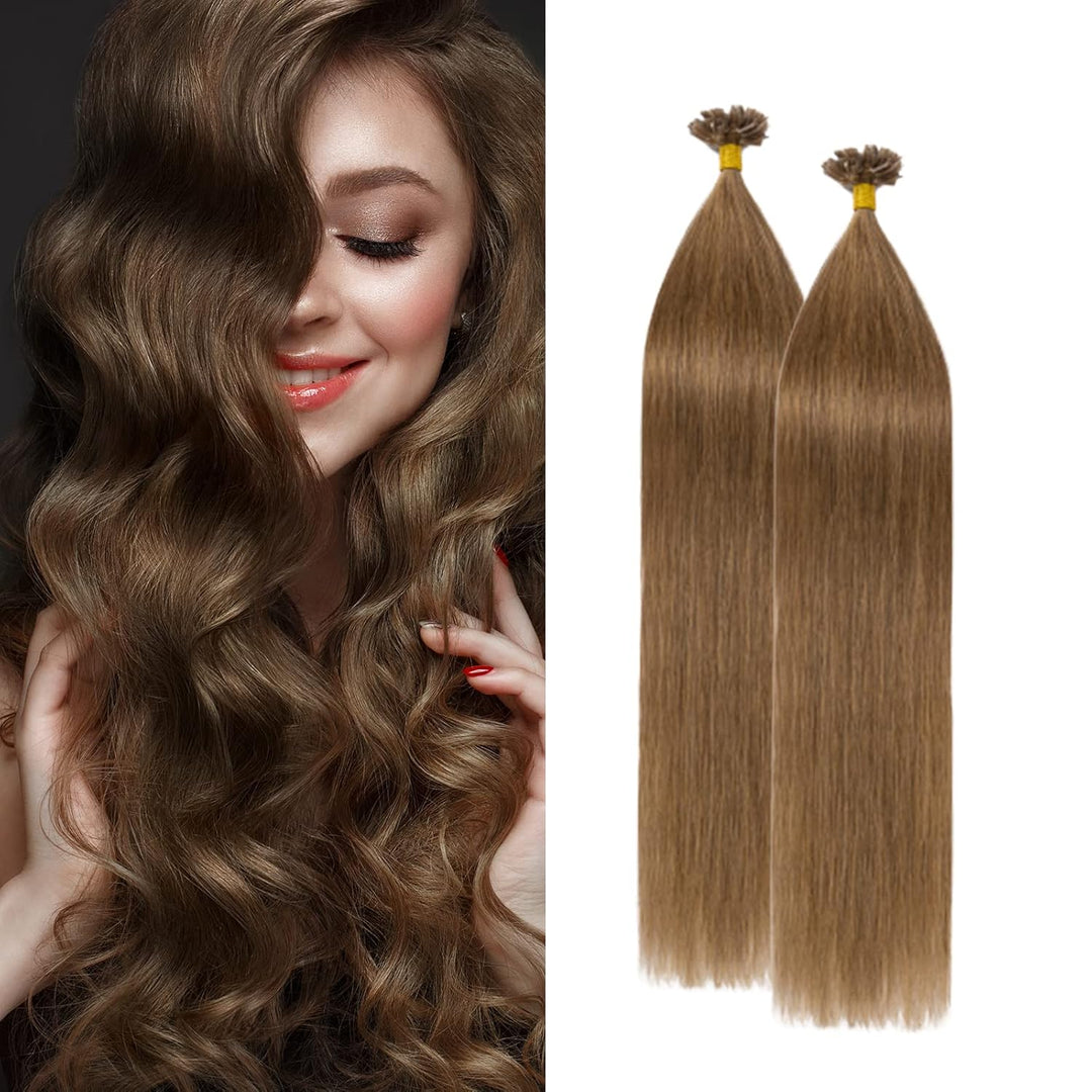 Silk-co Haarteile Echthaar Bonding Extensions Echthaar 1g Keratin U-Tip Haarverlängerung Glatt Hair