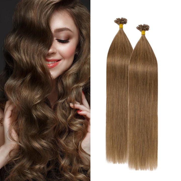 Silk-co Haarteile Echthaar Bonding Extensions Echthaar 1g Keratin U-Tip Haarverlängerung Glatt Hair
