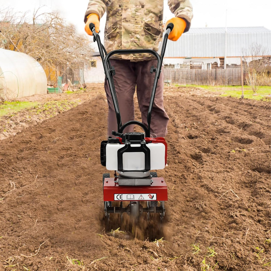 52CC Benzin Gartenhacke 2-Takt Motorhacke Bodenhacke 25-30cm Arbeitsbreite 8-10cm Arbeitstiefe