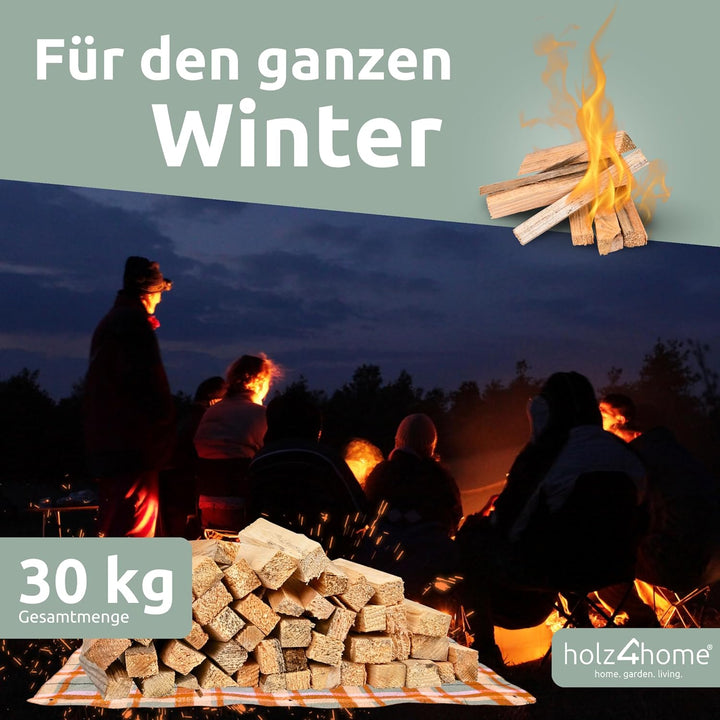 holz4home® Anfeuerholz Getrocknet 30kg (10 x 3kg) I Nadelholz Anzündholz Ofenfertig Trockenes Anmach