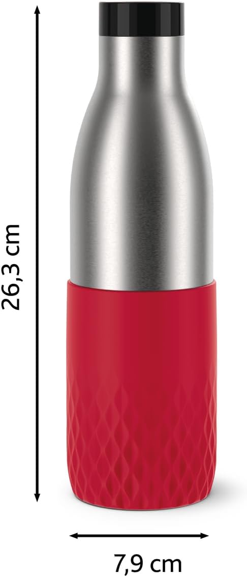 Emsa Bludrop Isolier-Trinkflasche, wiederverwendbar, Edelstahl, nachhaltig, Pulverbeschichtung, 360°