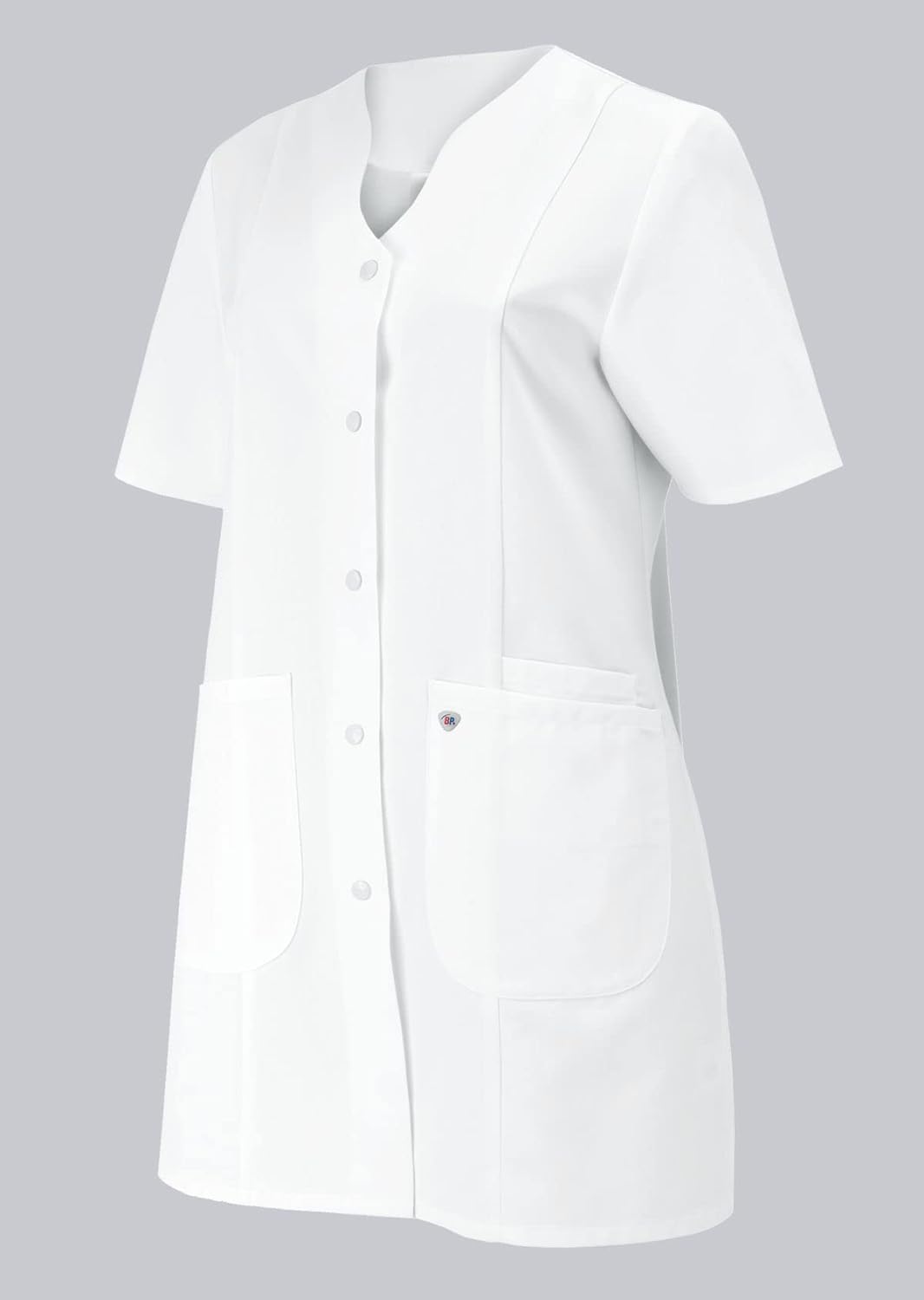 BP 1640-485-21-38n Damen-Kasack, 1/2 Hülse, V-Ausschnitt mit Druckknopfband, 215,00 g/m² Stoffmischu