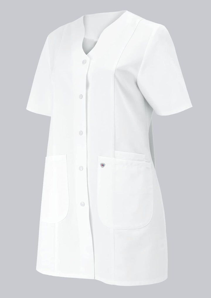 BP 1640-485-21-38n Damen-Kasack, 1/2 Hülse, V-Ausschnitt mit Druckknopfband, 215,00 g/m² Stoffmischu