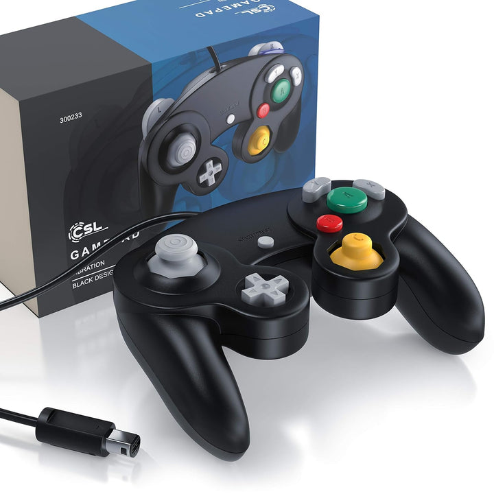 CSL - Nintendo GameCube Gamepad Controller - Nintendo Wii Wii U Gamepad - Vibrationseffekt - schwarz