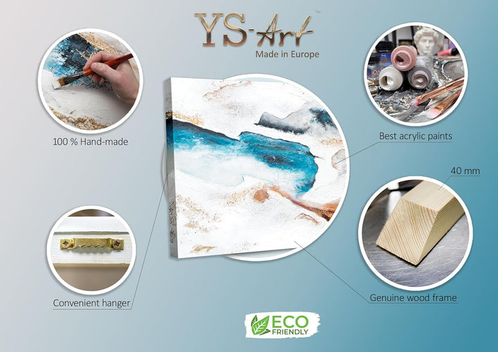 YS-Art Abstrakt Acryl Gemälde auf Leinwand Smaragd handgemalt Wandbilder Wohnzimmer modern Wohndekor