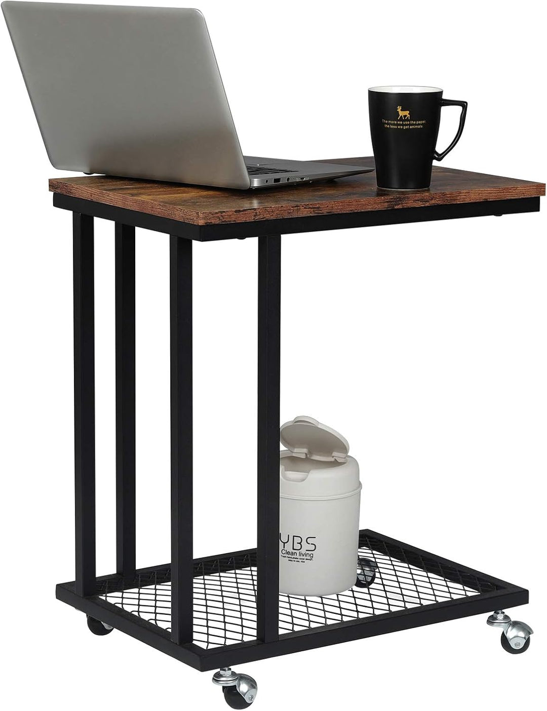 WOLTU Beistelltisch Kaffeetisch Couchtisch Sofatisch Nachttisch Betttisch Laptoptisch mit Rollen, Wo