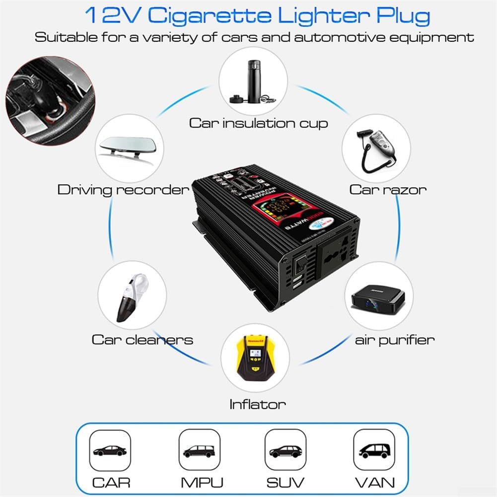 Grid-Tie Inverter 6000 W DC 12 V auf AC 110 V Auto Spannungswandler Ladegerät Adapter Dual USB