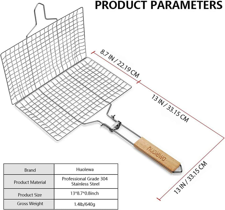 Faltbarer BBQ Grillkorb, Huolewa Tragbares Grillwerkzeug Grillroste Grillkorb Grill für Fischgemüse