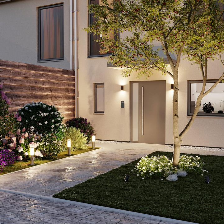 ledscom.de Wegelicht/Pollerleuchte/Gartenleuchte PORU für aussen, IP44, 39 cm, edelstahl, 1x E27 max