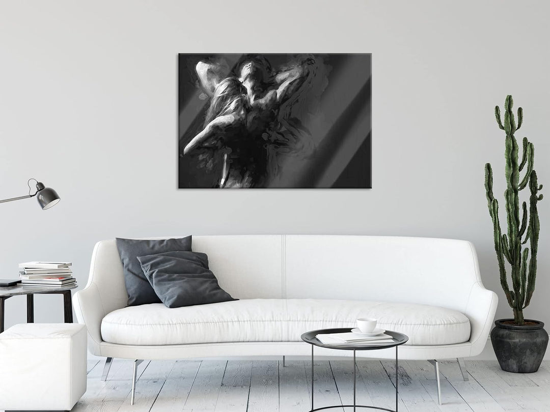 Glasbild | Wandbild aus Echtglas | Fitness Paar Kunst | 60x40 cm | inkl. Aufhängung und Abstandshalt