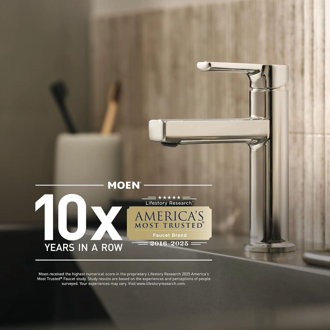 Moen Genta LX 6702 Einhand-Waschbeckenarmatur aus Chrom mit optionaler Deckplatte und niedrigem Boge