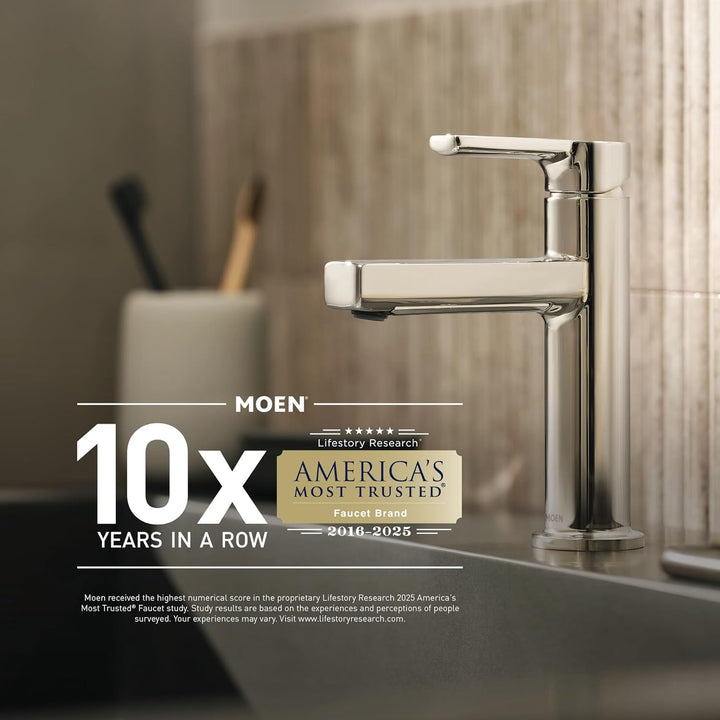 Moen Genta LX 6702 Einhand-Waschbeckenarmatur aus Chrom mit optionaler Deckplatte und niedrigem Boge