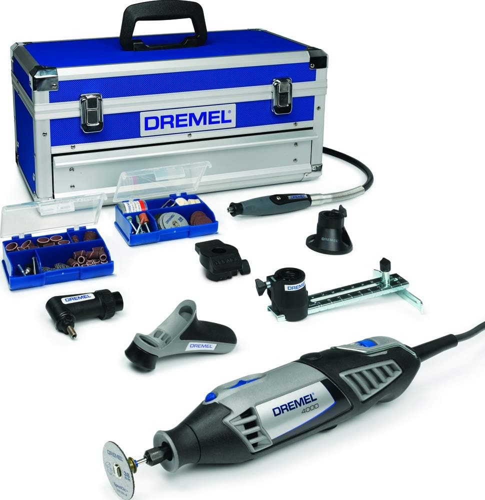 Dremel 4000 Multifunktionswerkzeug 175W, Set mit 128 Zubehörteilen, 6 Vorsatzgeräte, Variable Drehza