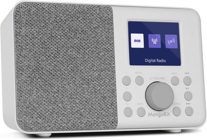 MangoKit MD3 DAB/DAB+ und UKW tragbares Digitalradio, Bluetooth-Lautsprecher, Kopfhörer, 40 voreinge