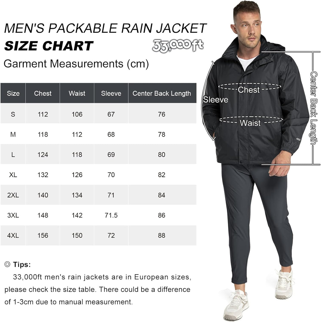 33,000ft Herren Windbreaker, Regenmantel M Schwarz, M Schwarz