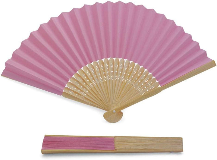 Handfächer aus weissem Papier und Bambus für Hochzeiten (Rosa, 50 Handfächer) Rosa 50 Handfächer, Ro