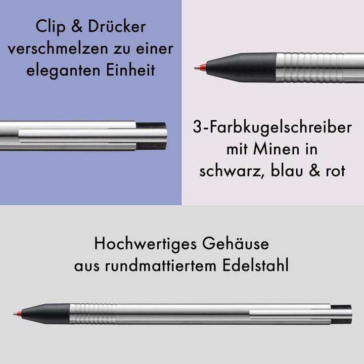LAMY logo 3-Farben Mehrfarbkugelschreiber 405 aus Edelstahl in der Farbe matt schwarz - inkl. Kugels