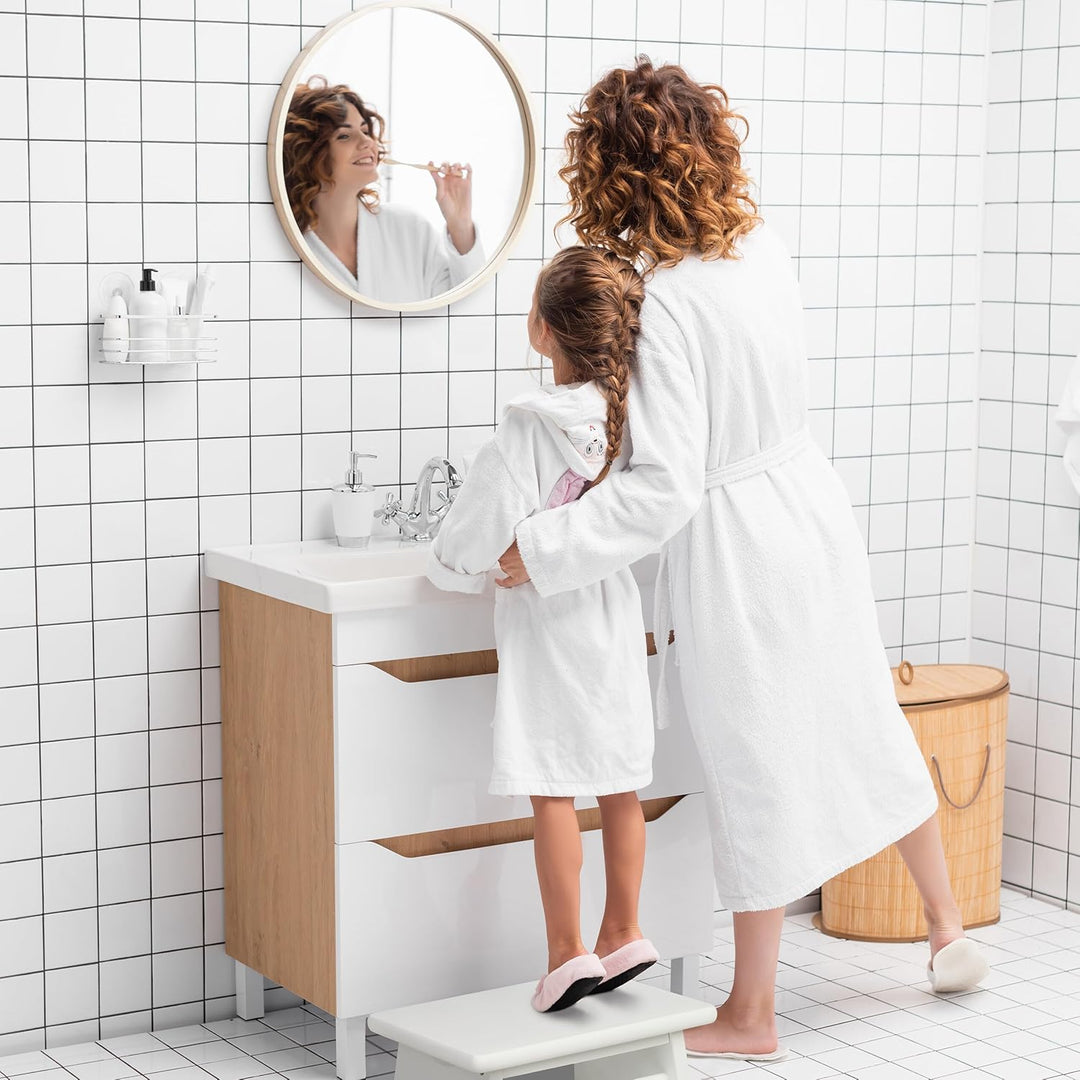 Relaxdays Fussbank Bambus, bis 100 kg, Stabiler Tritthocker, HxBxT: 20 x 33 x 21,5 cm, Kinderhocker